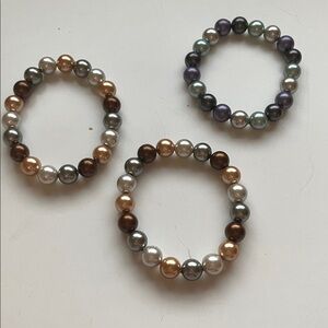 Multicolor Pearl Bracelet Set of 3
